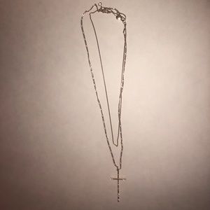 Double chain cross necklace